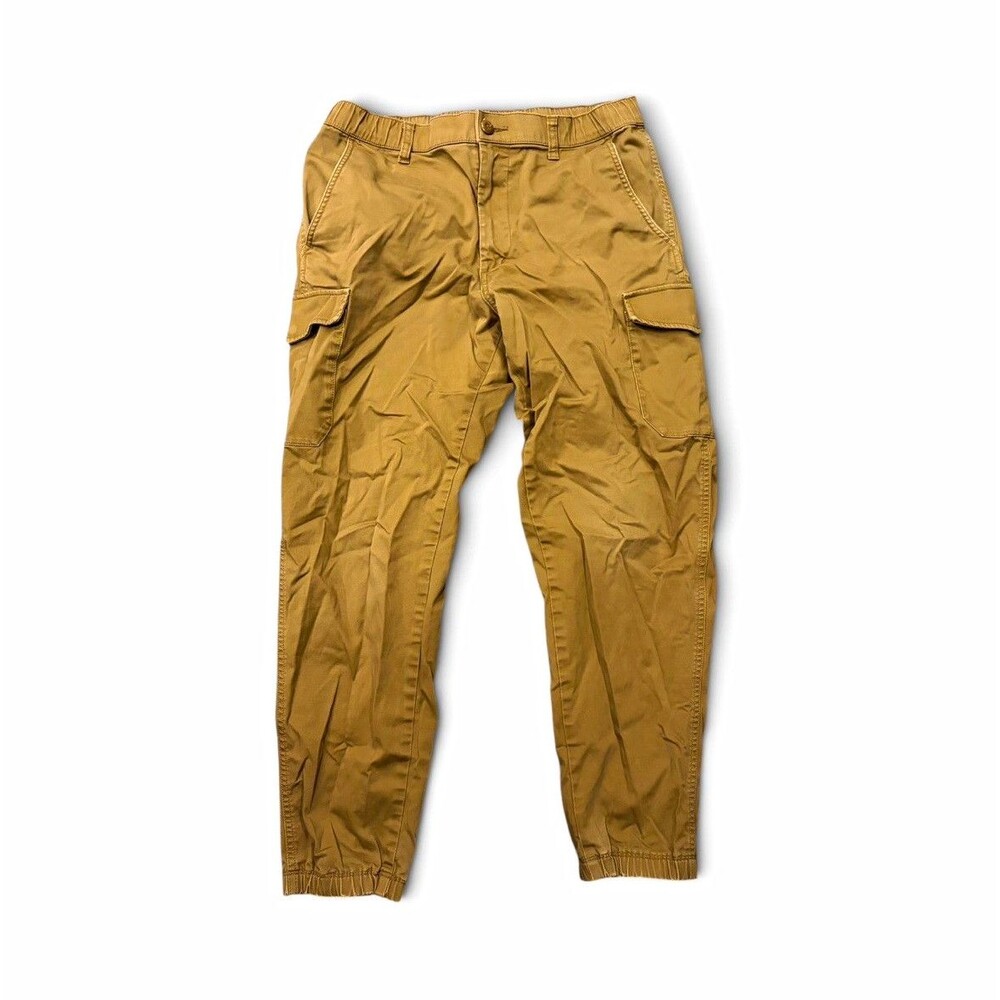 Uniqlo EZY Men's Beige Cargo Pants Regular Fit Tapered Size M Waist 30-33
